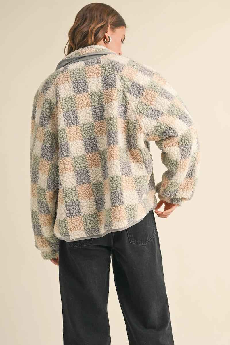 Multi Color Patterned Sherpa Jacket
