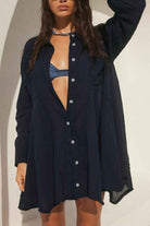 Button Up Sheer Longline Shirt