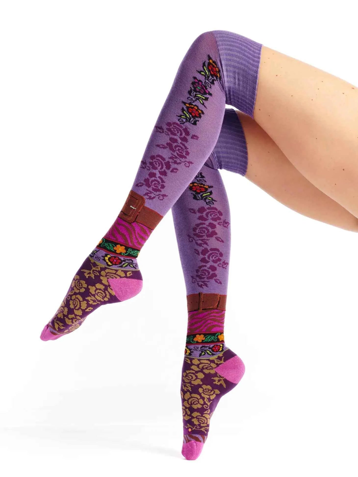 Floral Thigh High Socks