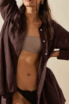 Button Up Sheer Longline Shirt