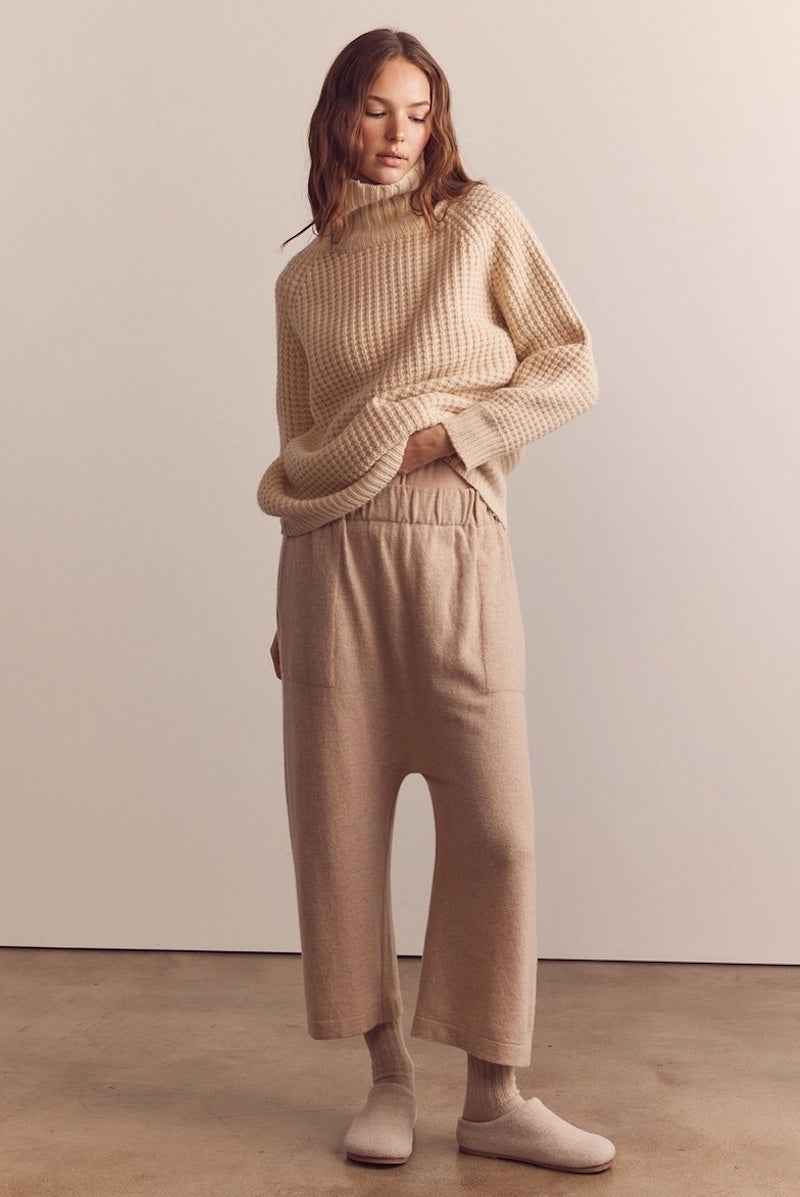 Cashmere Wool Blended Knit Baggy Pants
