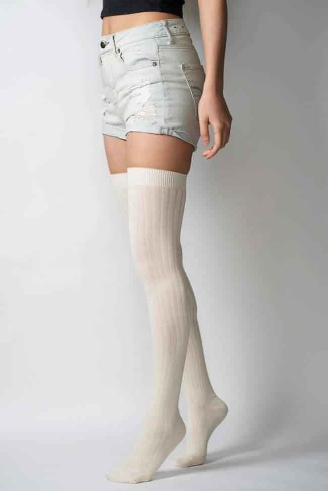 Bundled Ribbed Thigh High Socks