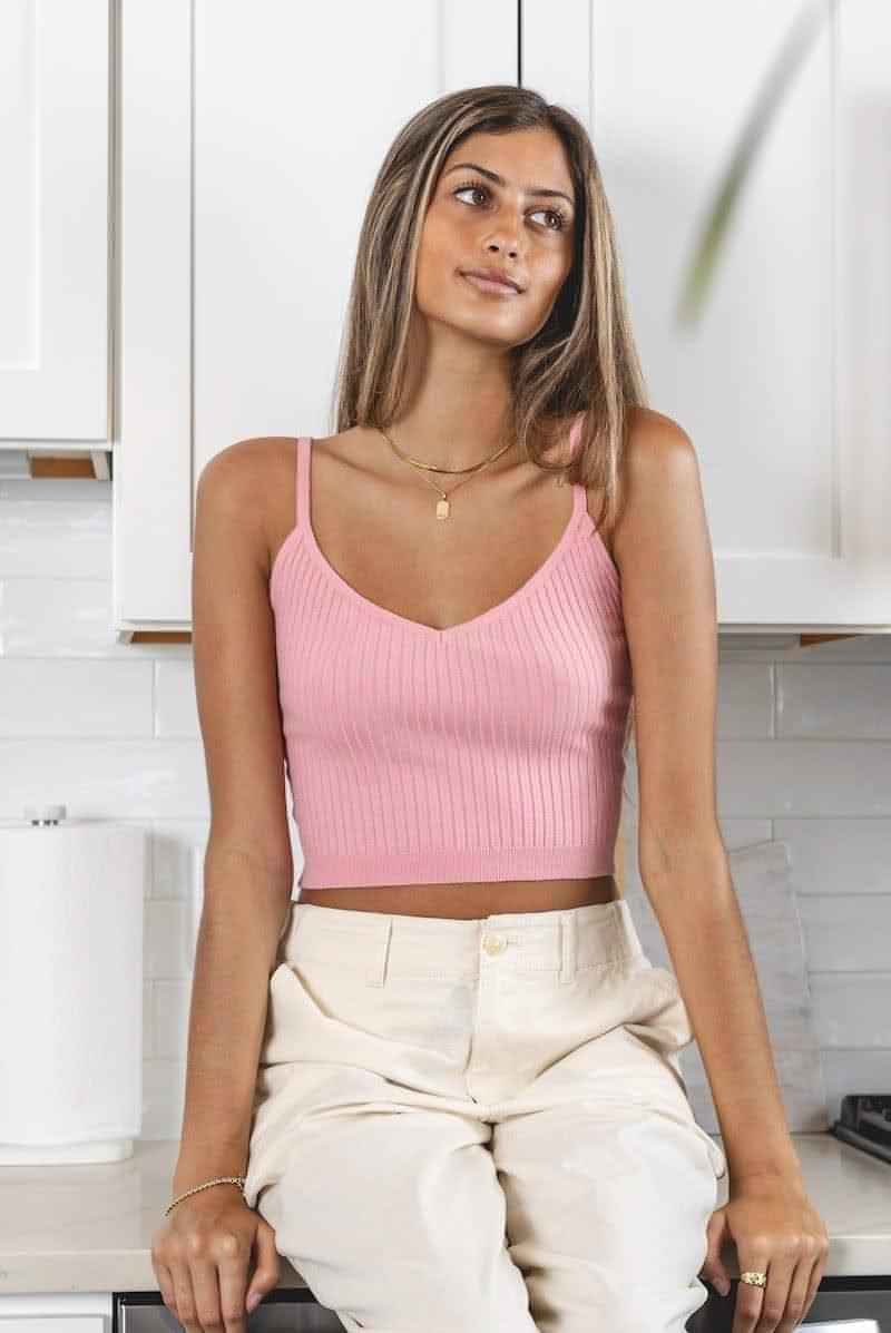 Sweater Ribbed Cropped Tank Top