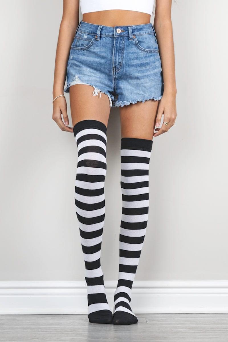 Striped Thigh High Socks 3