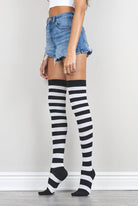 Striped Thigh High Socks 4