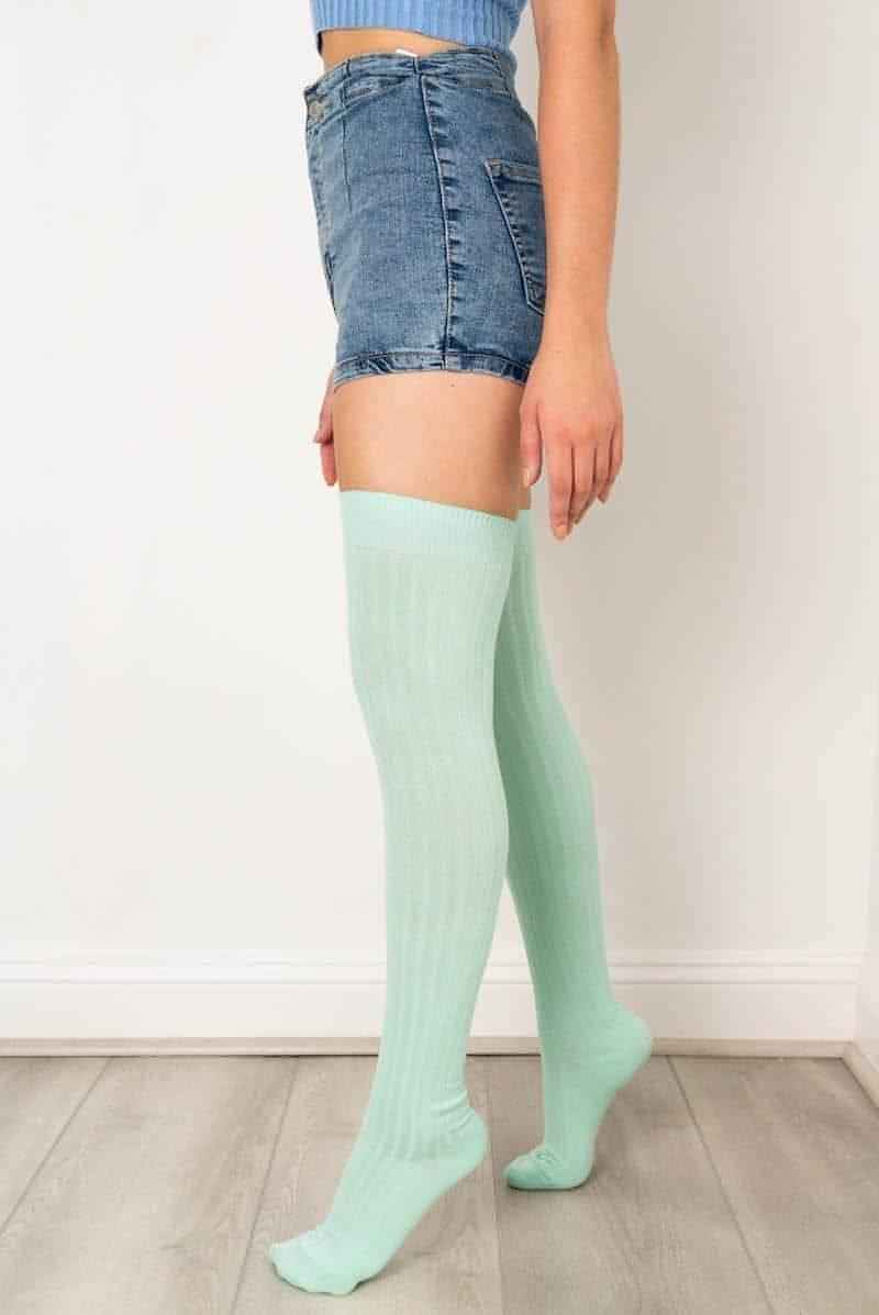 Bundled Ribbed Thigh High Socks