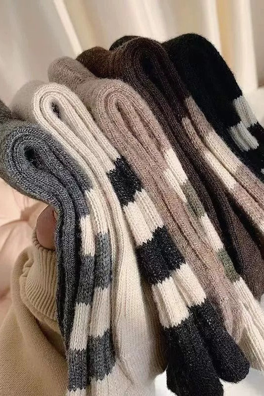 Chunky Cozy Striped Crew Socks 2