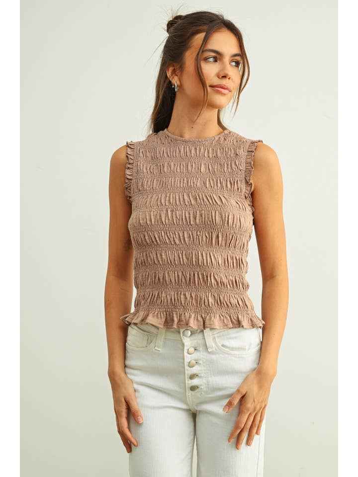 Sleeveless with All Over Smocking Top