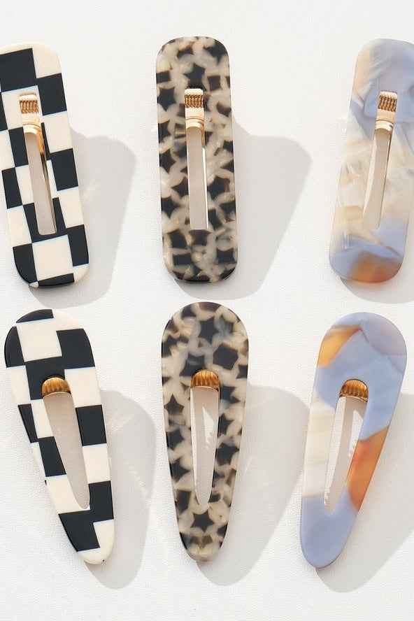 Gemma | Printed Barrette Hair Clip, Set of 2 - Love Classic 8