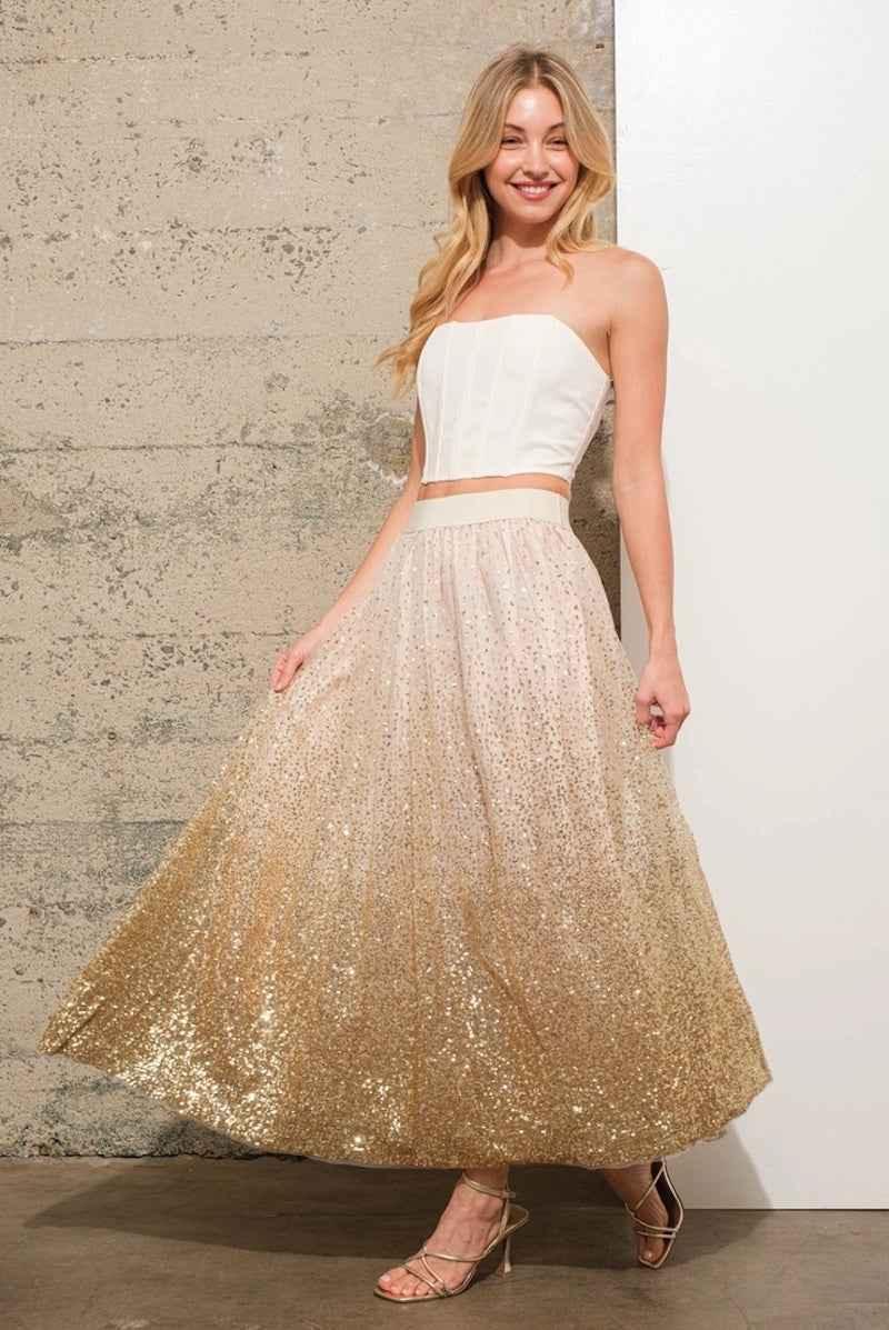 Sequin Embellished Tulle Skirt Large Sequin Embellished Tulle Skirt Large