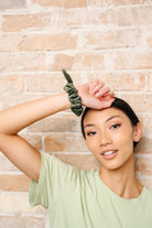 Olive Velvet Bow Scrunchie - Love Classic 4