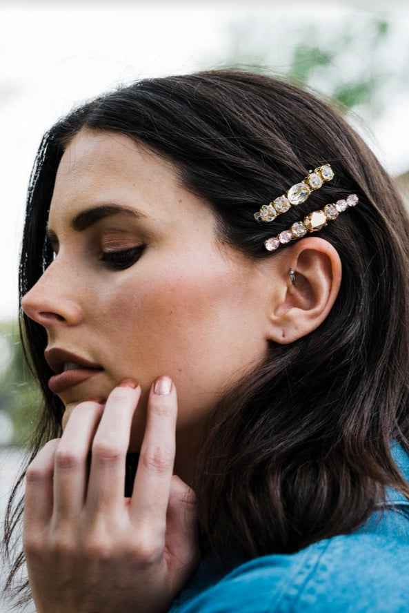 Large Swarovski Barrettes - Crystal or Silk