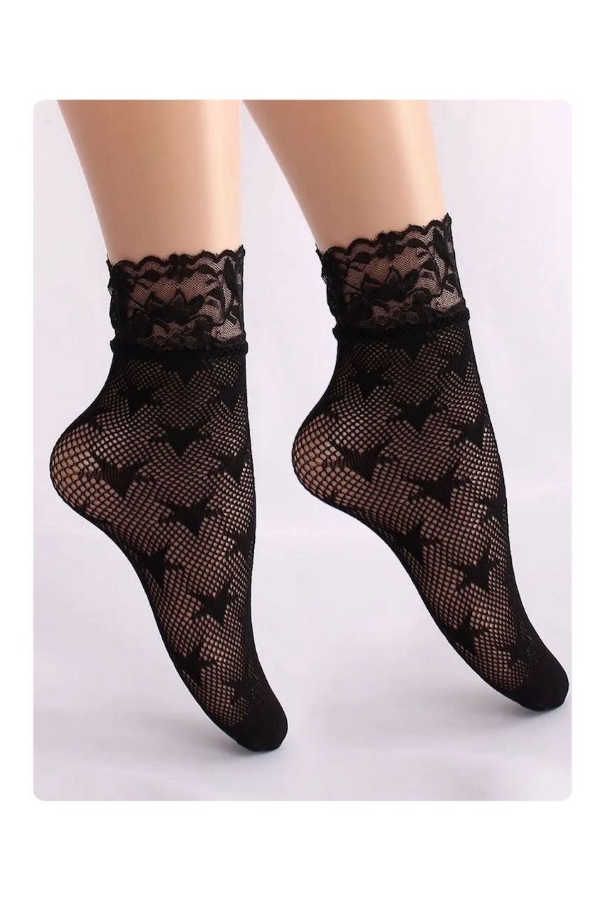 Star Lace Fishnet Socks