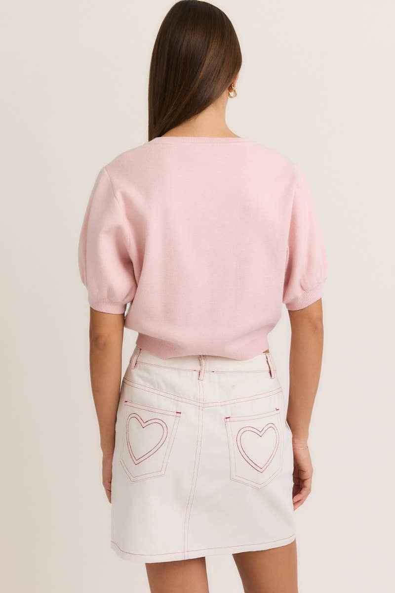 Short Puff Sleeve Sweater Top