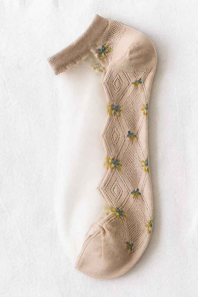 Braided Floral Sheer Ankle Sock