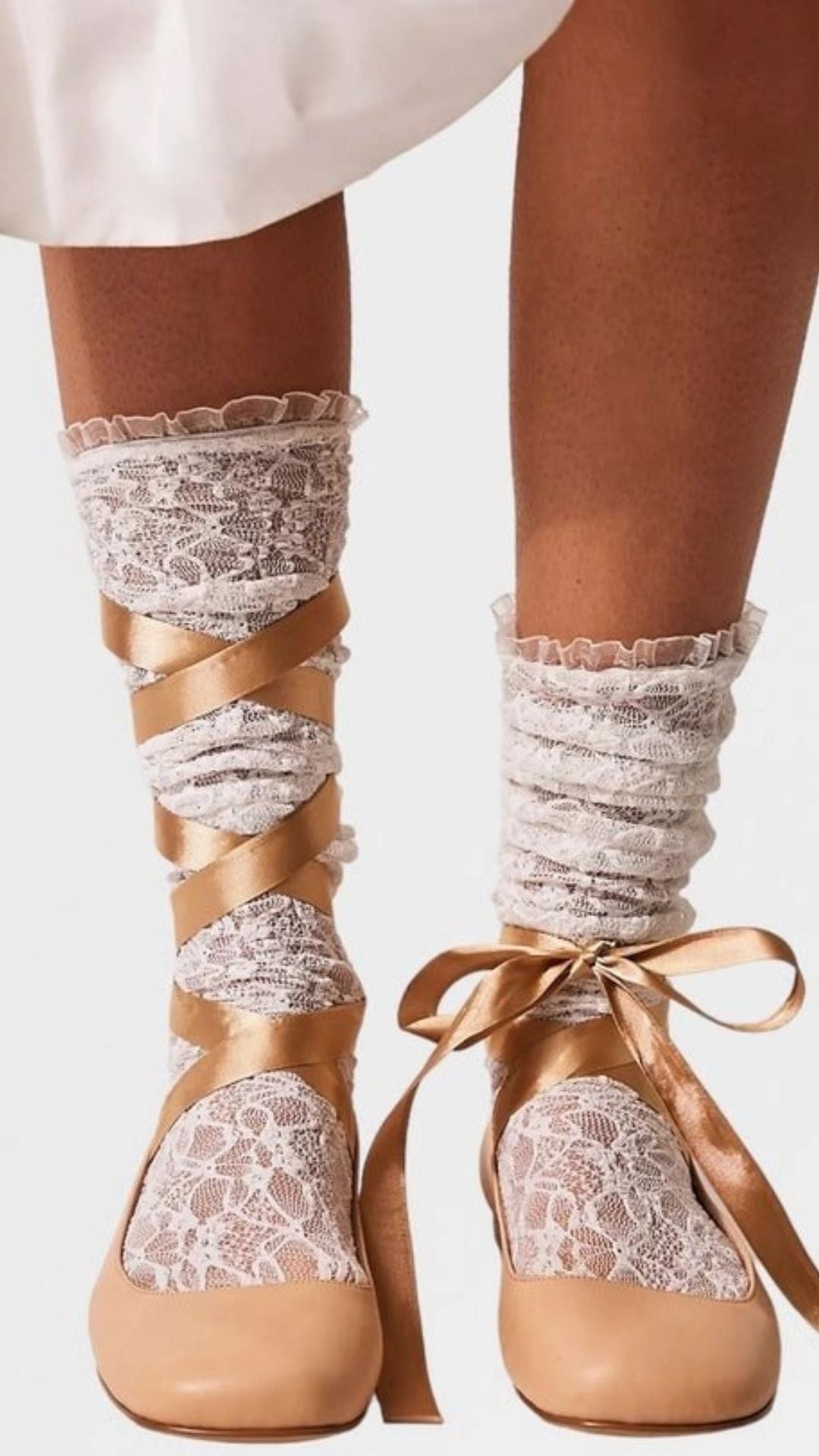 ◆GLOWNY◆ POSH LACE KNEE SOCKS WHITE GY25HSSO001 POSH LACE KNEE SOCKS (WHITE) - GLOWNY