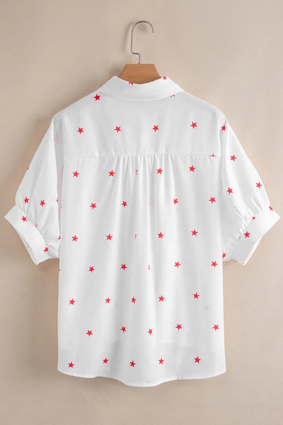 Star Print Puff Sleeve Button-Up Shirt - Love Classic 5