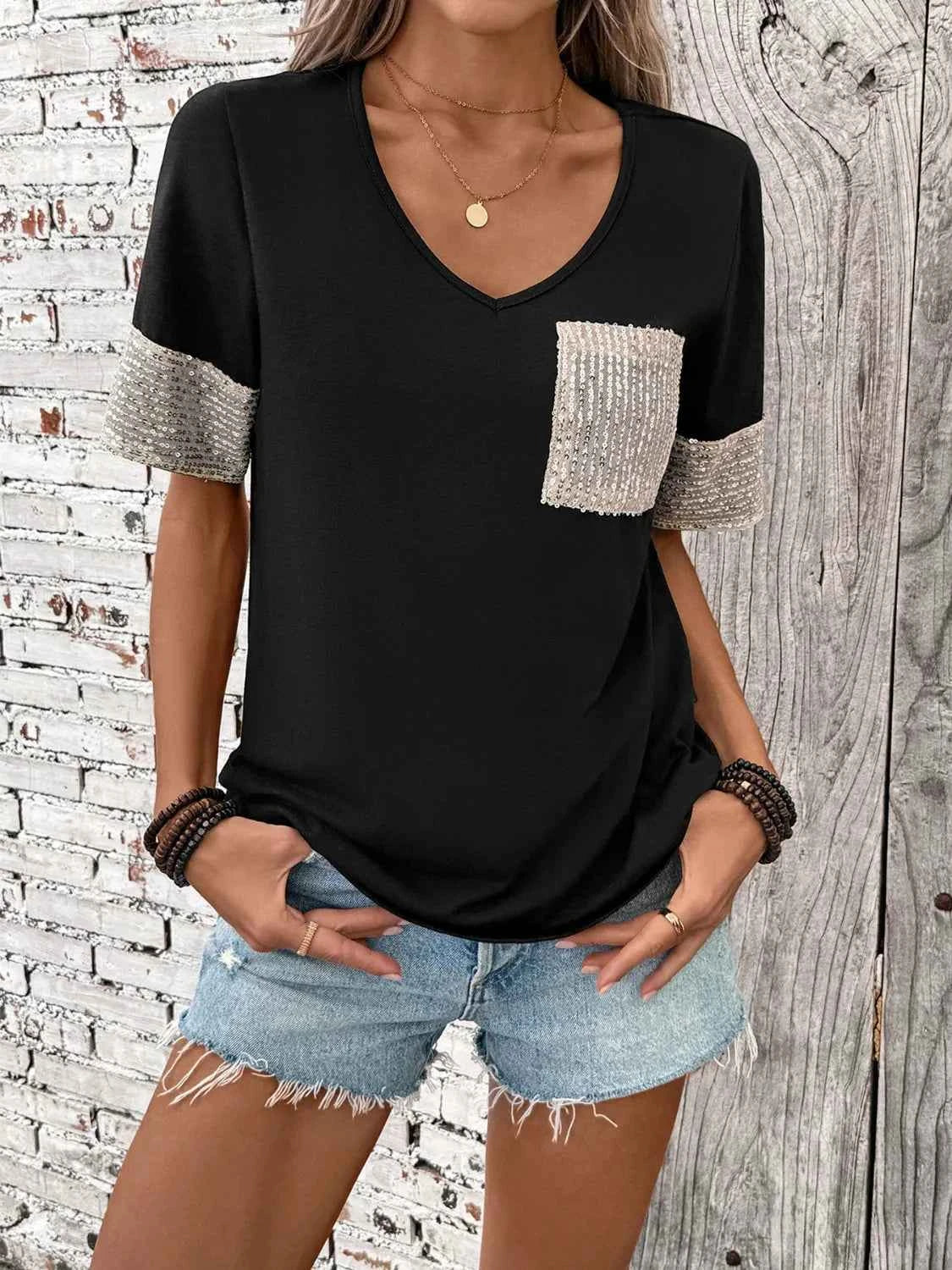 Sequin Short Sleeve T-Shirt