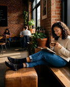 Lace Pattern Sheer Sock featuring sheer black lace pattern socks styled indoors while seated in a relaxed setting, highlighting comfort, flexibility, and casual daily wear appeal.