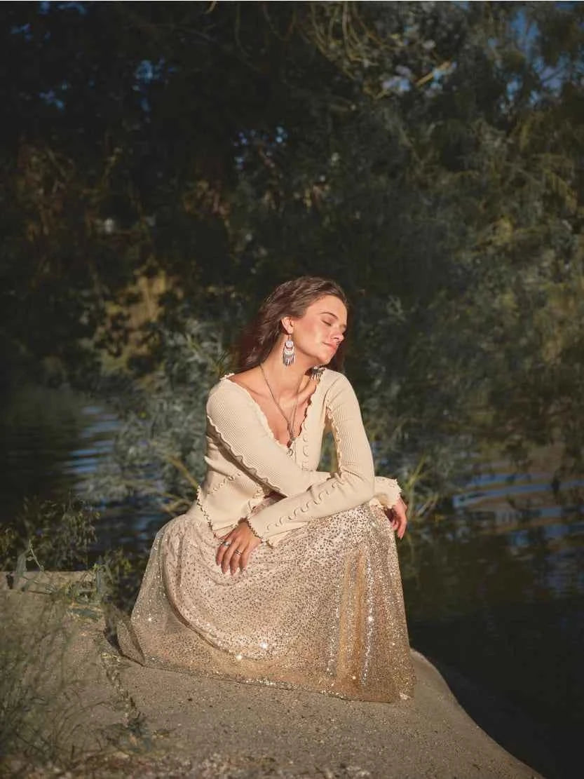 Sequin Embellished Tulle Skirt