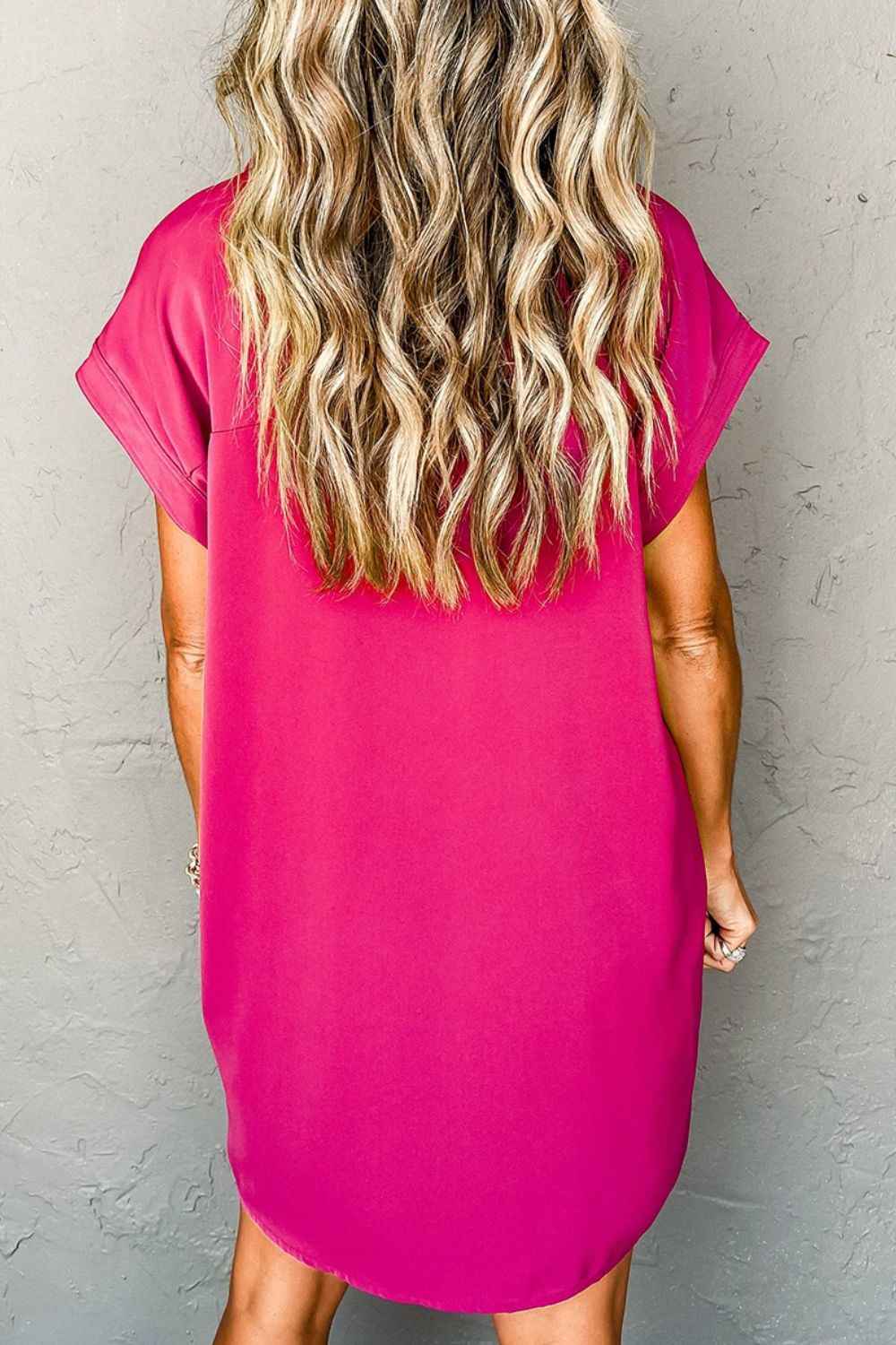 Buttoned Collared Mini Shirt Dress - Love Classic 3