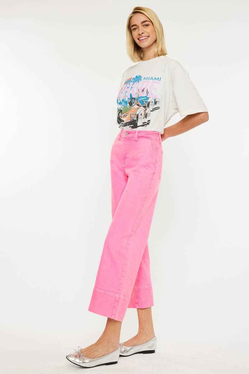 High Rise Cropped Wide Leg Jeans