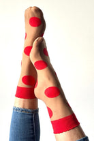 Extra large polka dot sock in red 3