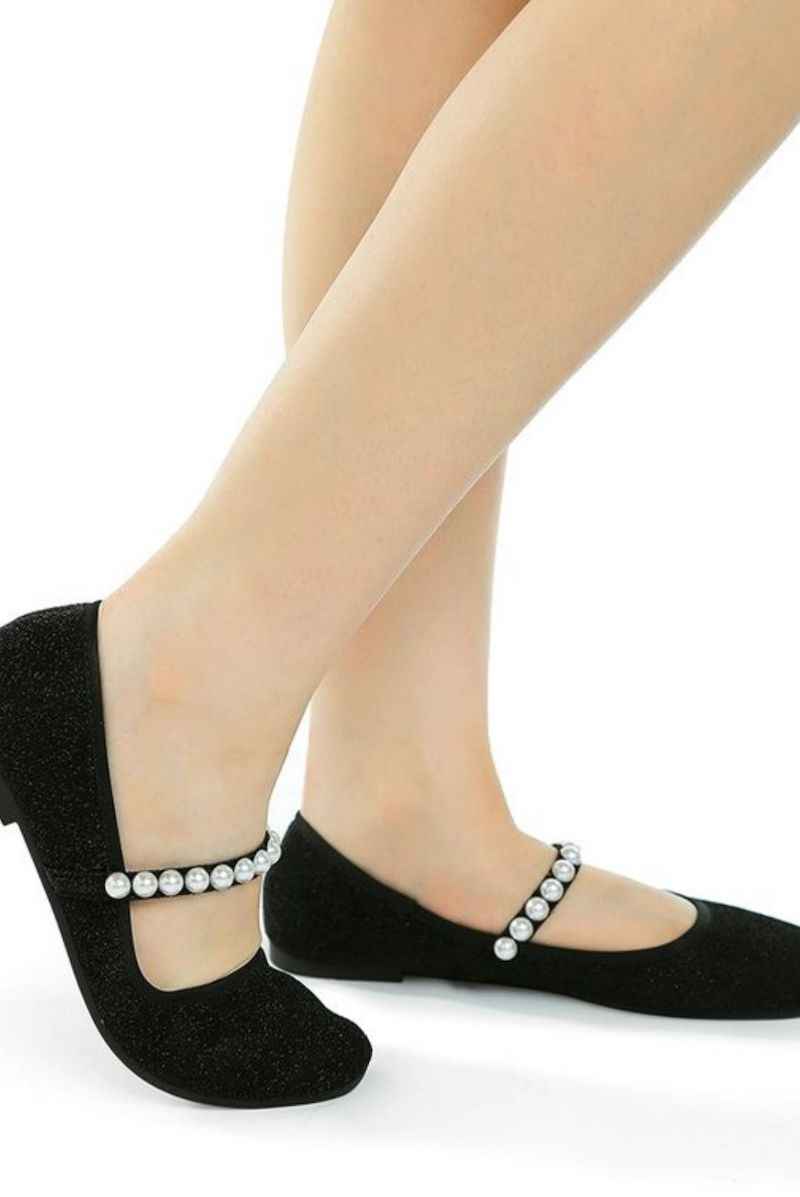 Black Mary Jane shoes with pearl strap from Love Classic, stylish and elegant footwear