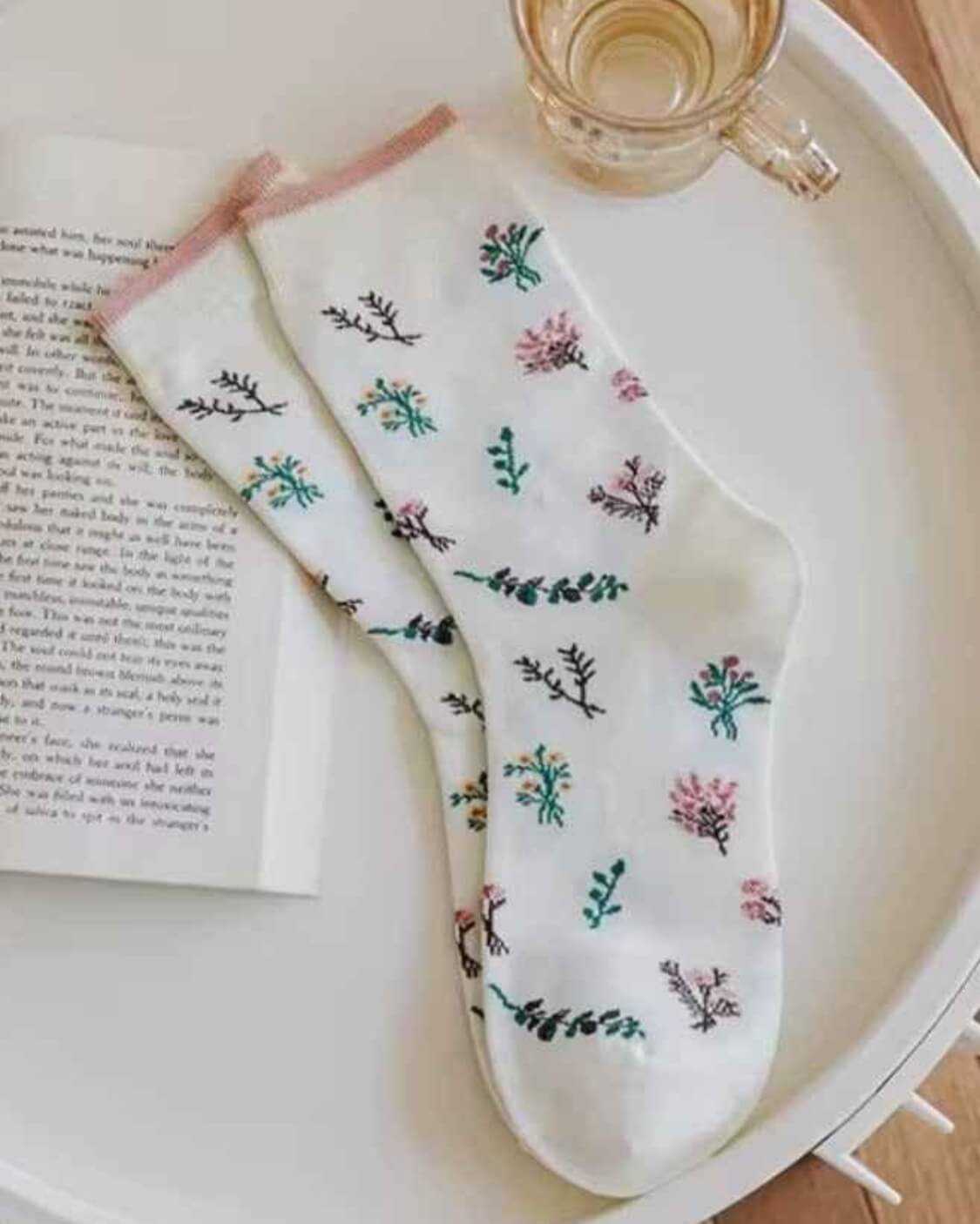 3-Pack Bouquet Flower Crew Sock featuring delicate scattered botanical prints with soft pastel accents and lightweight crew length construction, styled in a relaxed minimal setting, highlighting airy comfort and charming floral inspired details.