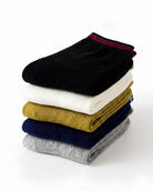5-Pack Low Rise Diamond Lace Pattern Socks featuring lightweight breathable knit fabric with diamond lace texture and striped cuff accents, neatly folded in a stacked arrangement to showcase the assorted color set and soft everyday comfort.