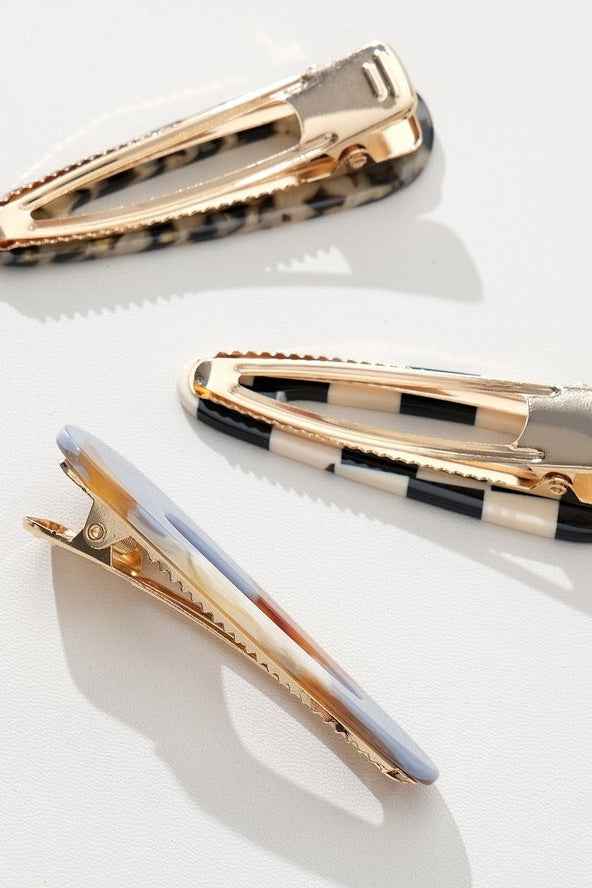 Gemma | Printed Barrette Hair Clip, Set of 2 - Love Classic 7