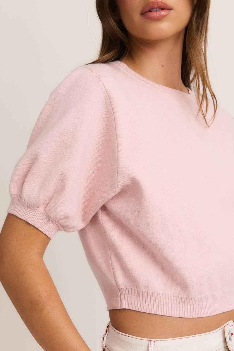 Short Puff Sleeve Sweater Top