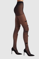 Velvet Bow Pearl Tight in Black