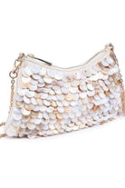 Iridescent opalite evening bag with a luminous, color-shifting finish and compact elegant design, ideal for weddings, galas, and formal occasions.