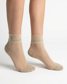 5-Pack Sheer Rose Embroidered Sock featuring a lightweight ribbed texture with semi-sheer detailing, soft stretch cuffs, and delicate rose embroidery accents, worn in a relaxed standing pose against a clean studio background, highlighting breathable comfort and everyday wear versatility.