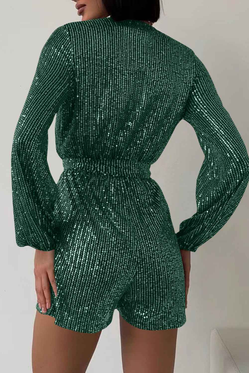 Sequin Surplice Tie Romper