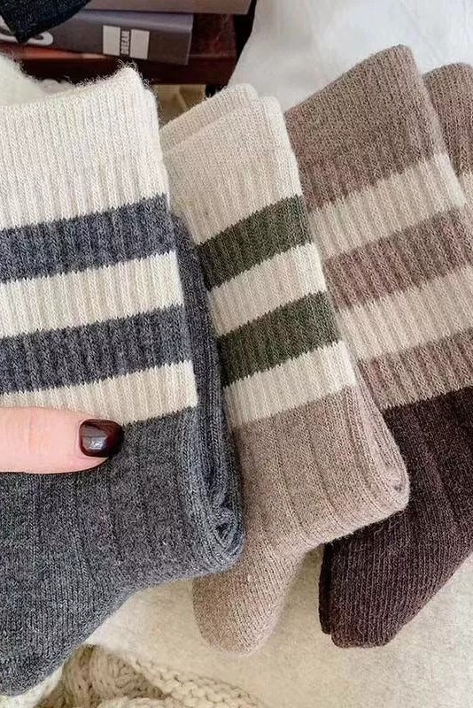 Chunky Cozy Striped Crew Socks