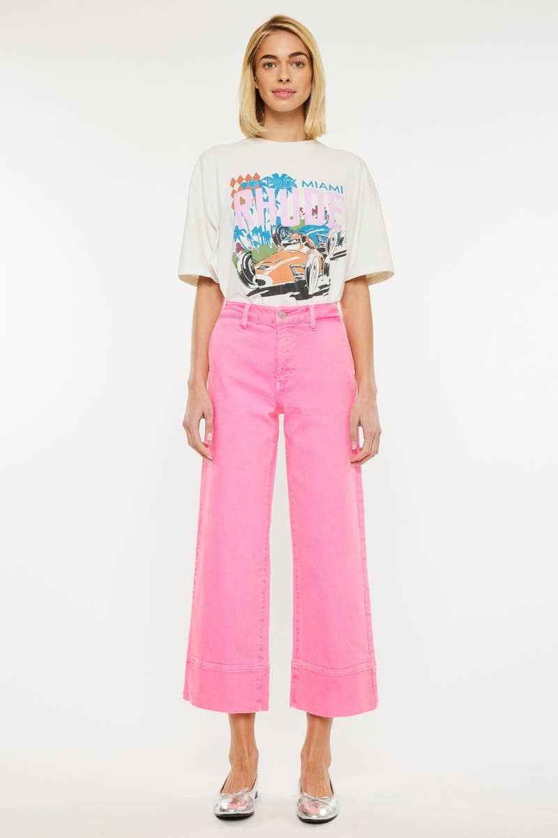 High Rise Cropped Wide Leg Jeans