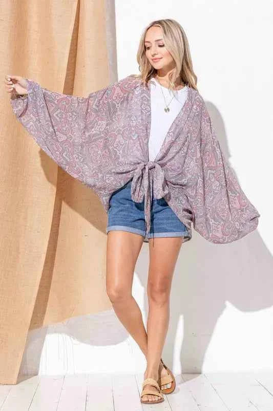 Sheer Oversized Kimono Wrap Cover Up