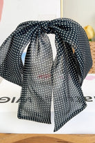 Charcoal Blue-Gray Polka Dot Ribbon Bow French Barrette Clip 2