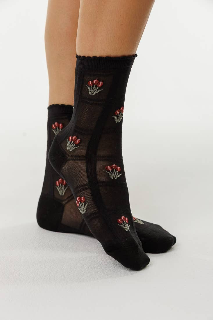 Flower Socks Black - Love Classic