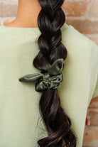 Olive Velvet Bow Scrunchie - Love Classic 2