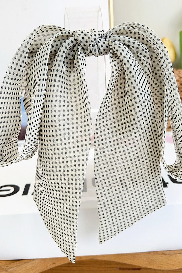 Off-white Polka Dot Ribbon Bow French Barrette Clip 2