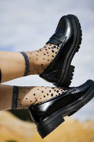 Transparent Socks with Silver Polka Dots