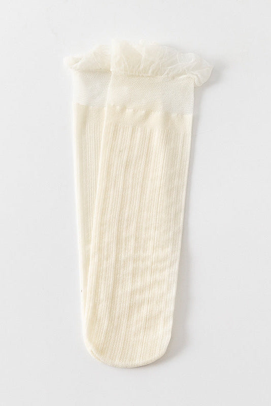 Sheer Ruffle Tulle Sock Ivory - Love Classic