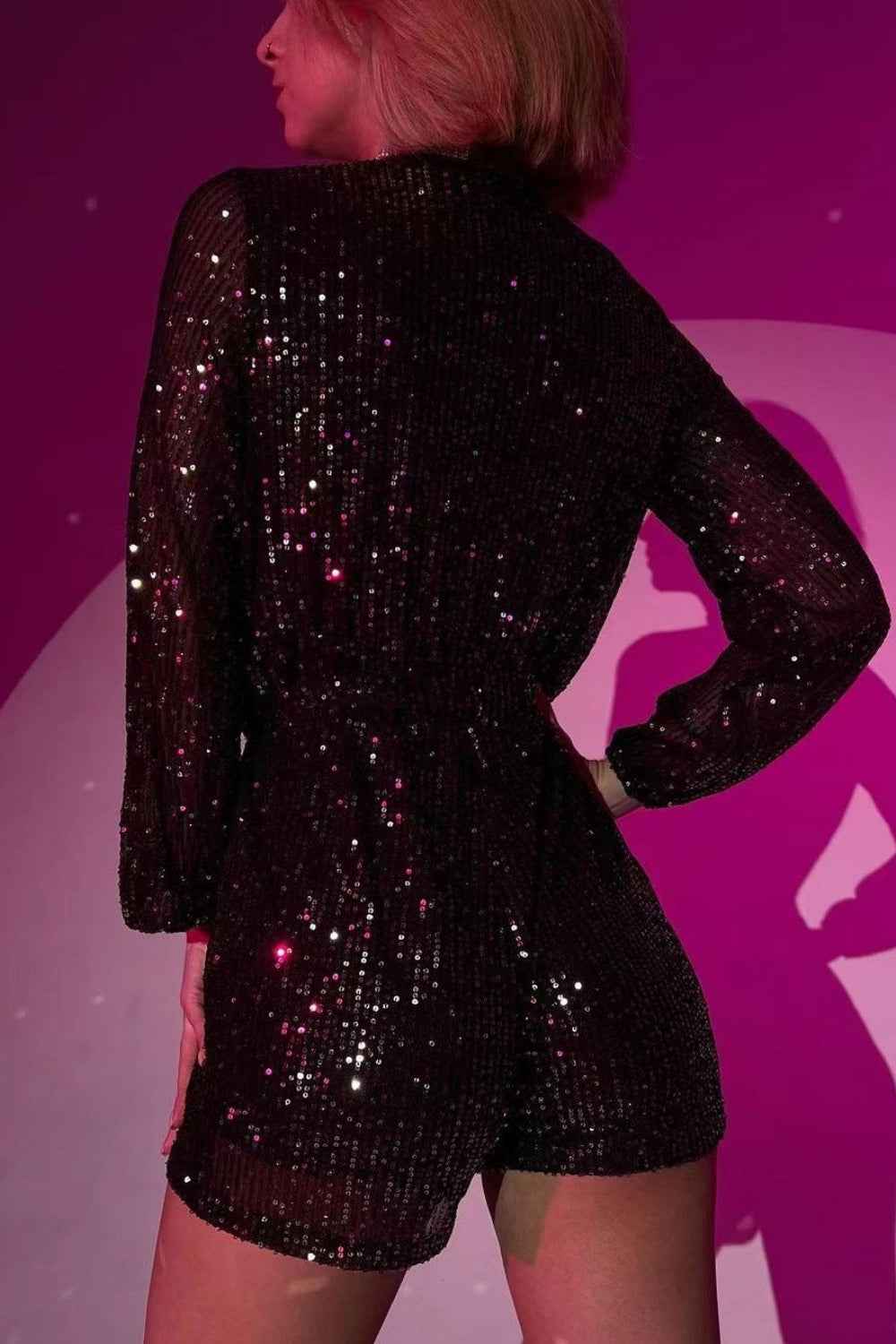 Sequin Surplice Tie Romper