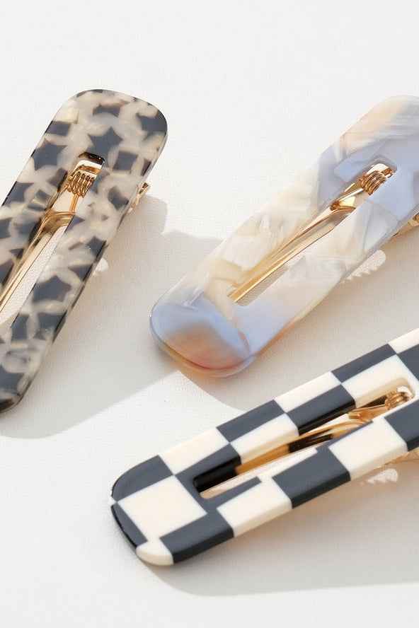 Gemma | Printed Barrette Hair Clip, Set of 2 - Love Classic 5