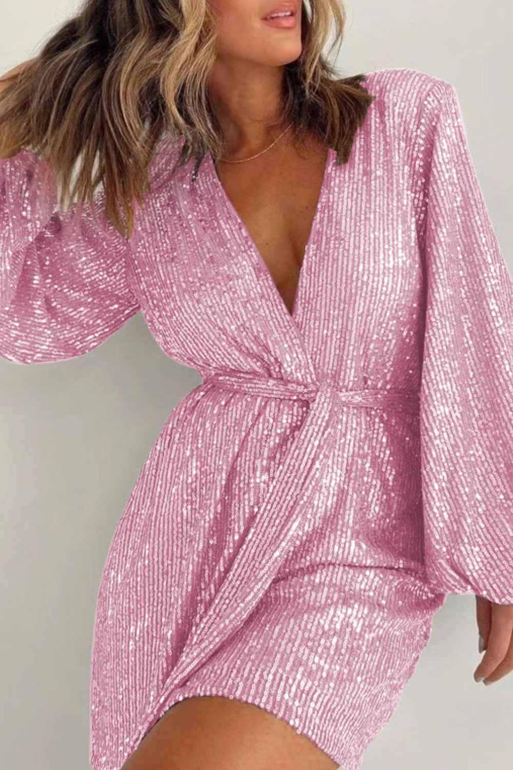 Sequin Surplice Tie Romper