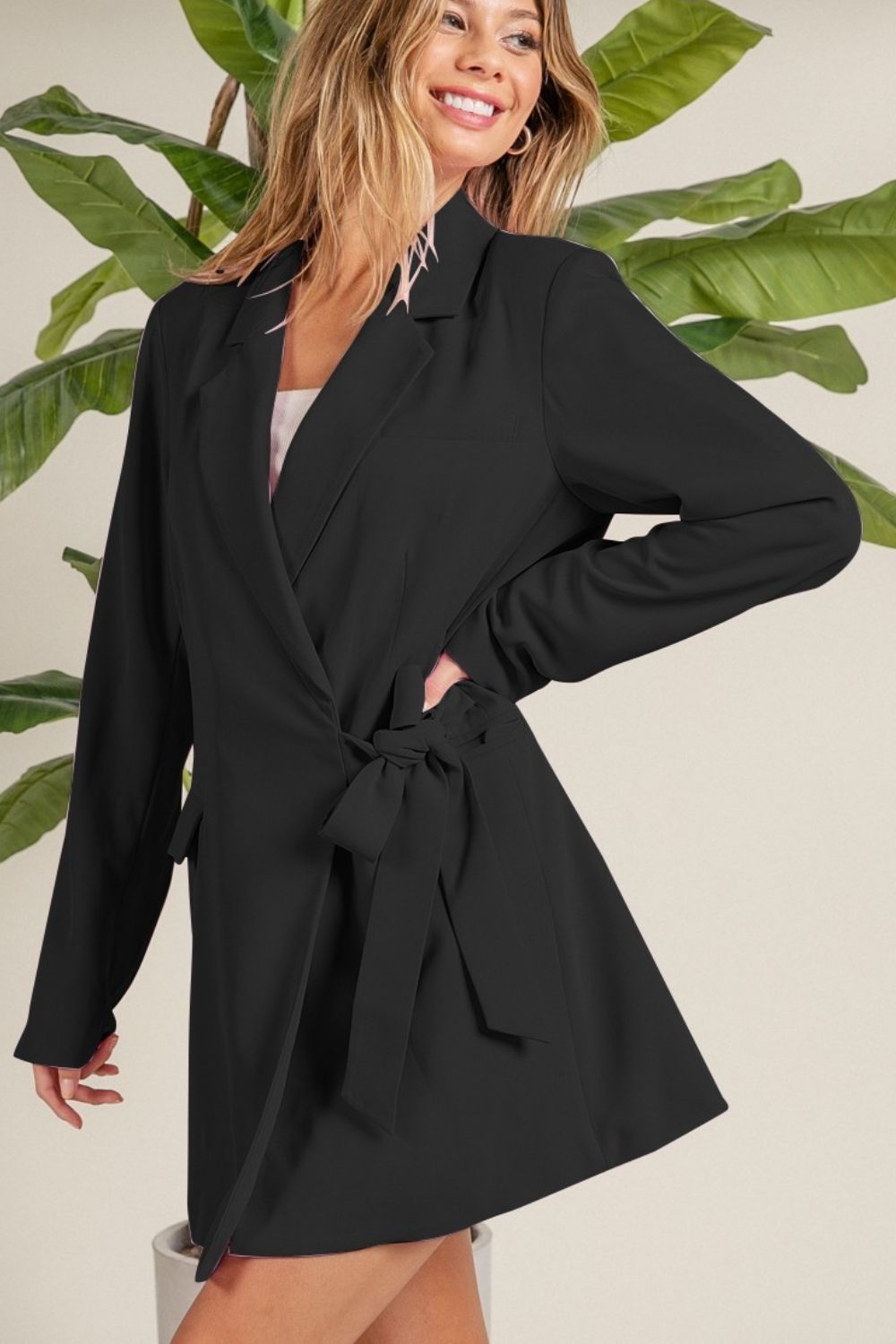 Wrap Tie Long Blazer - Love Classic