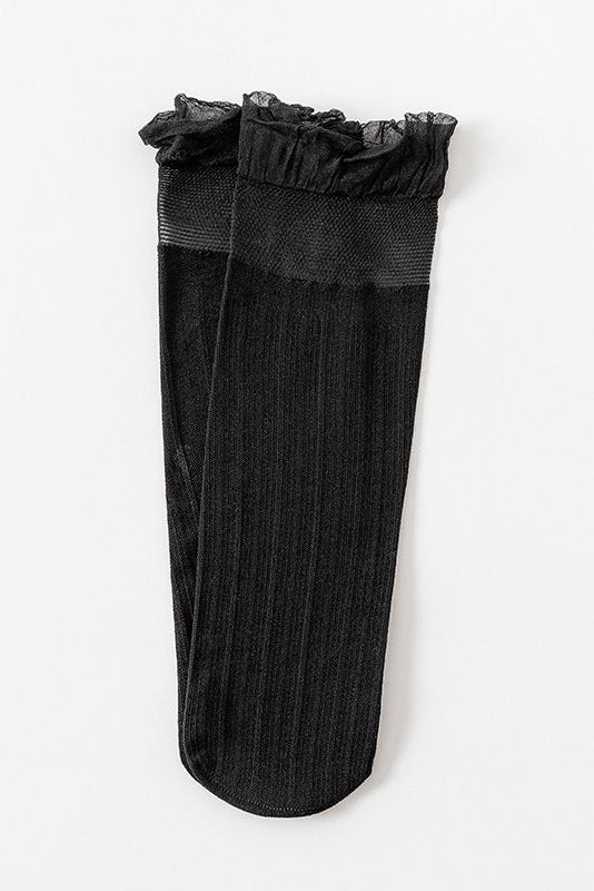 Sheer Ruffle Tulle Sock Black - Love Classic